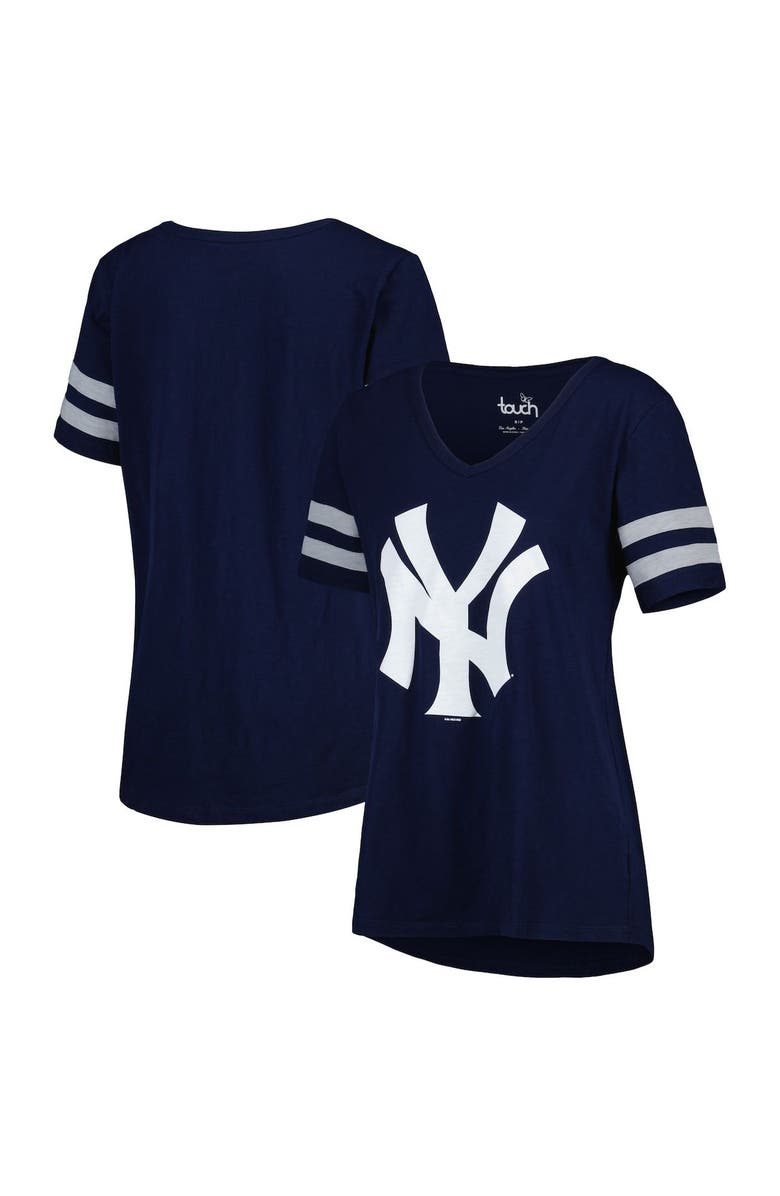 TOUCH BY ALYSSA MILANO Women's Touch Navy New York Yankees Triple Play V-Neck T-Shirt, Main, color, 