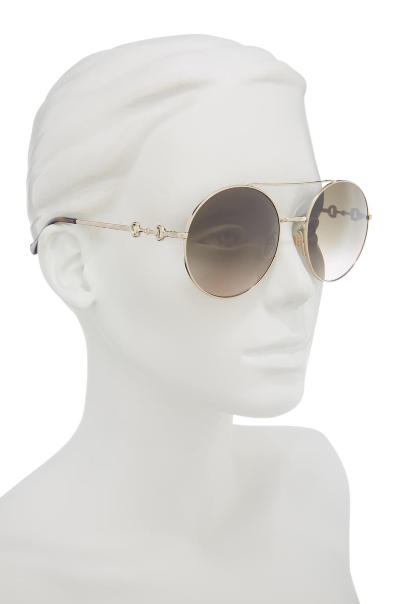 Gucci 59mm Aviator Sunglasses, Alternate, color, Gold Gold Brown