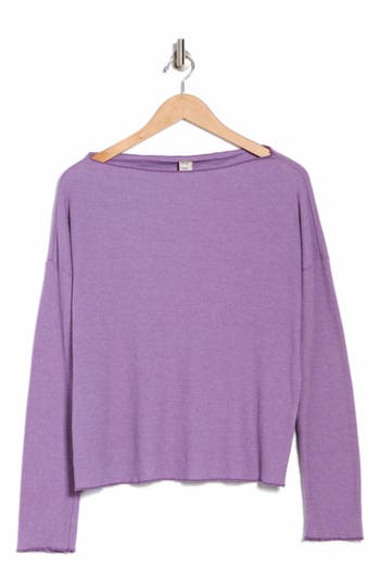 Go Couture Long Sleeve Pullover Sweater In Purple