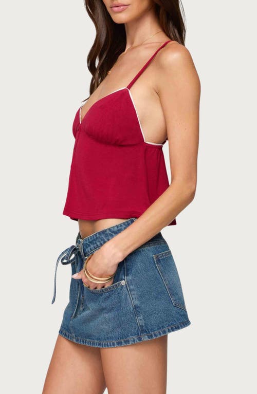 Edikted Kellyn Button Contrast Babydoll Top In Red