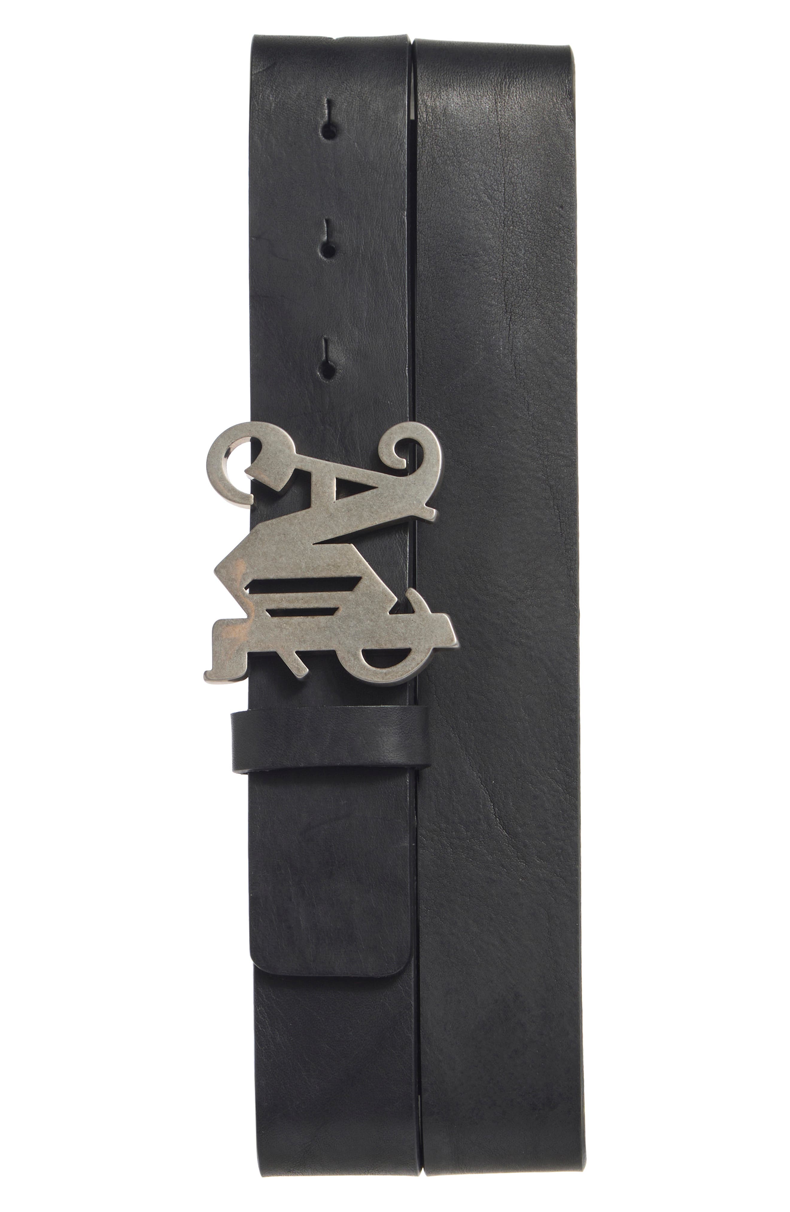 Palm Angels Monogram Buckle Leather Belt