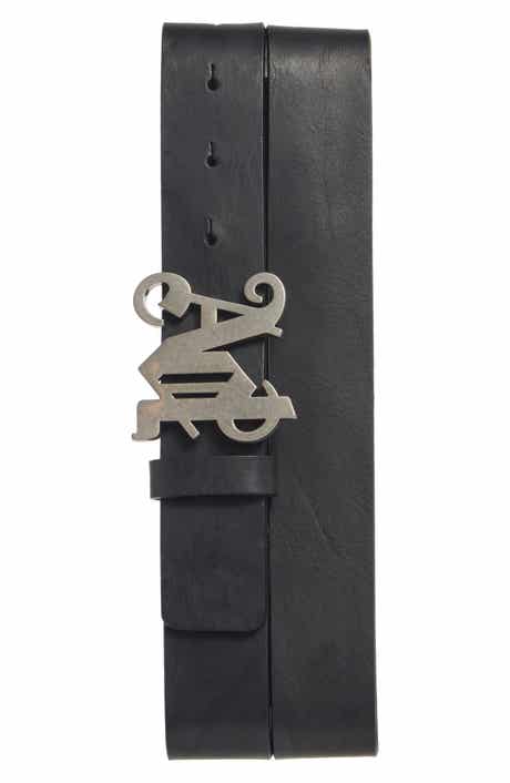 Palm Angels Monogram Buckle Leather Belt