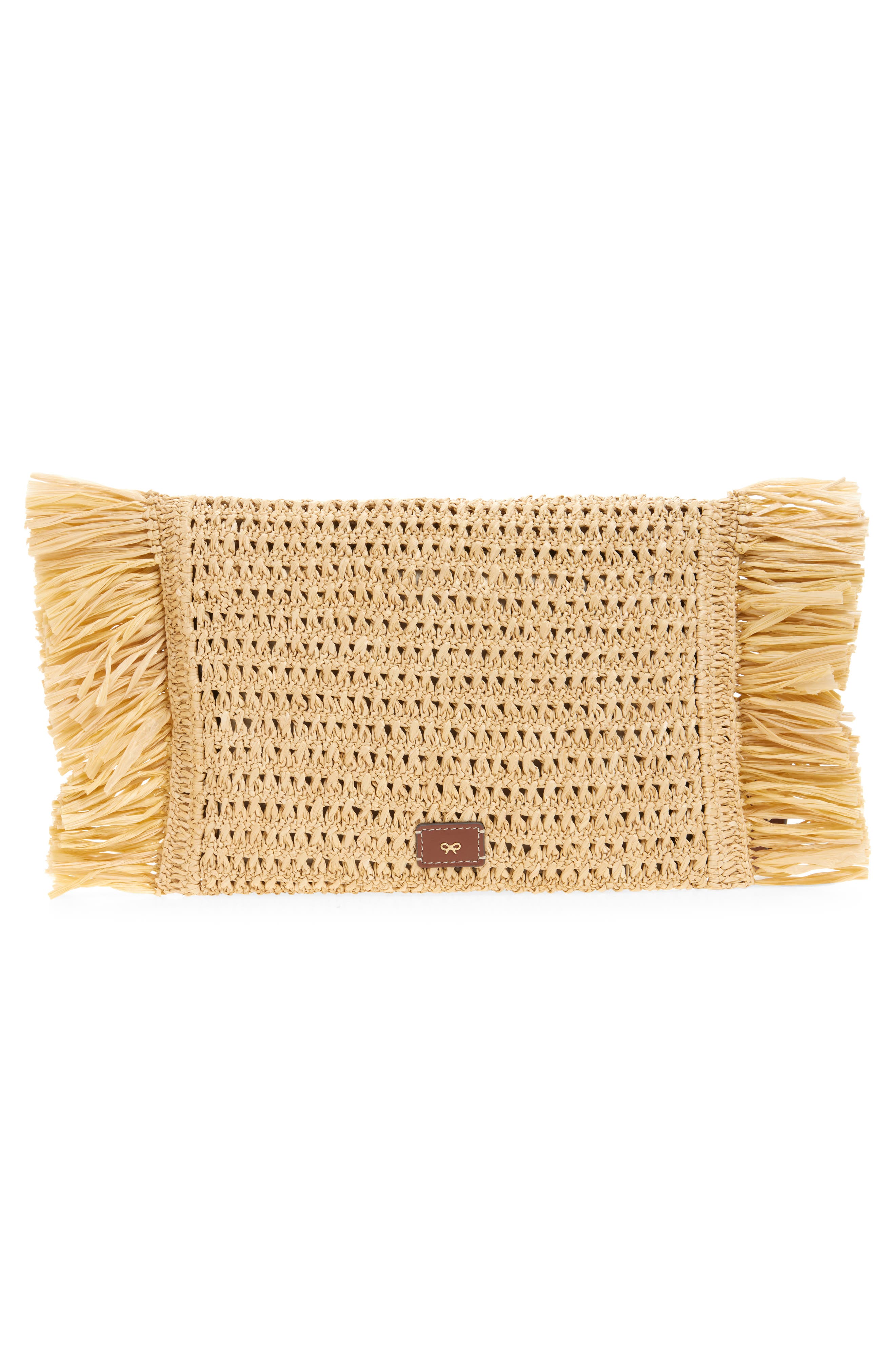 Anya Hindmarch Oversize Raffia Clutch, Alternate, color, Natural