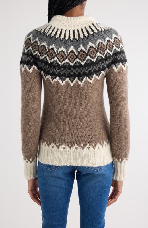 Shop Chloé Alpaca Blend Fair Isle Sweater In Brown/beige