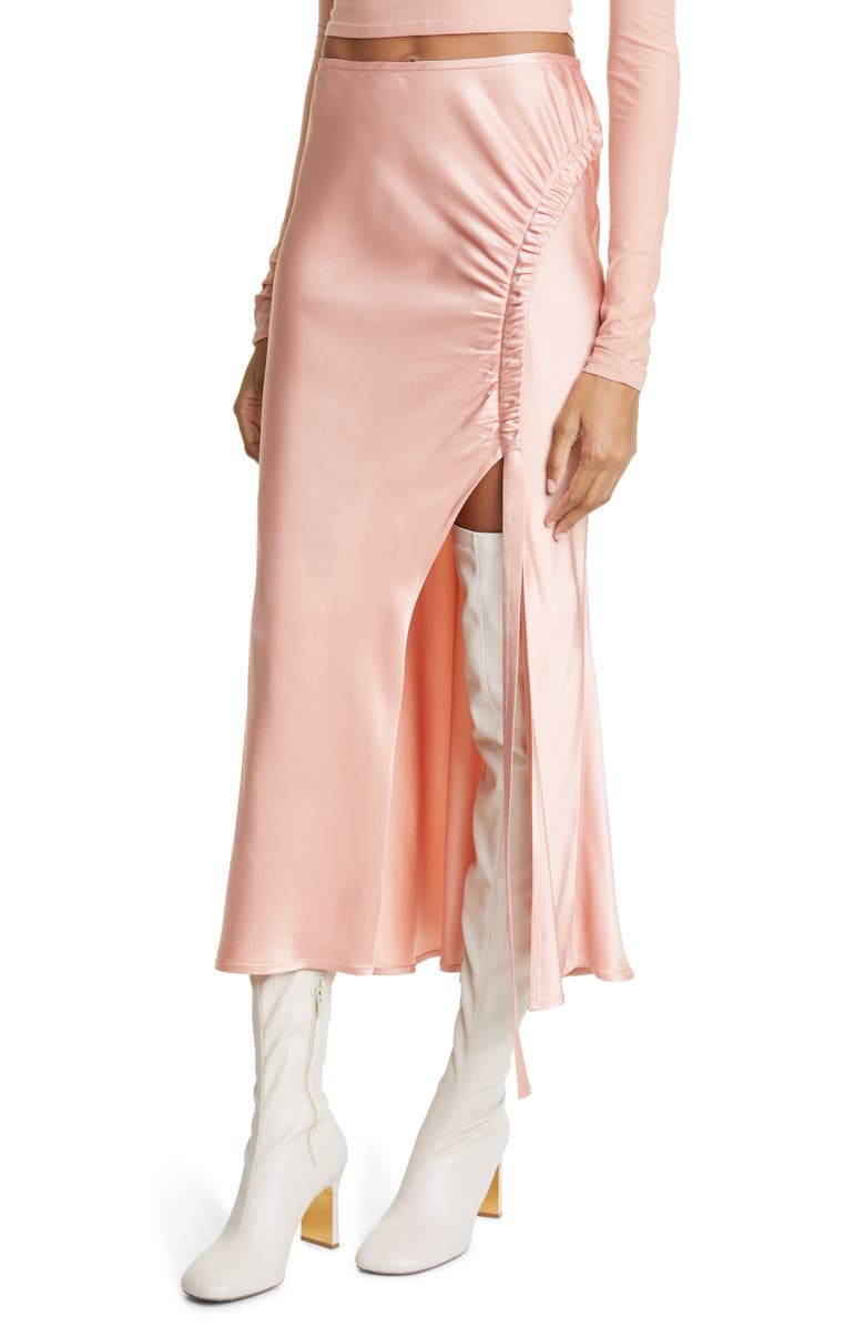 LAPOINTE Double Face Satin Skirt, Alternate, color, Dune