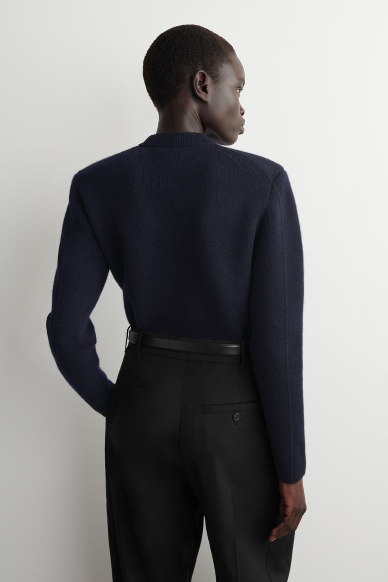 Sculpted-shoulder Merino Wool Jumper, Alternate, color, NAVY