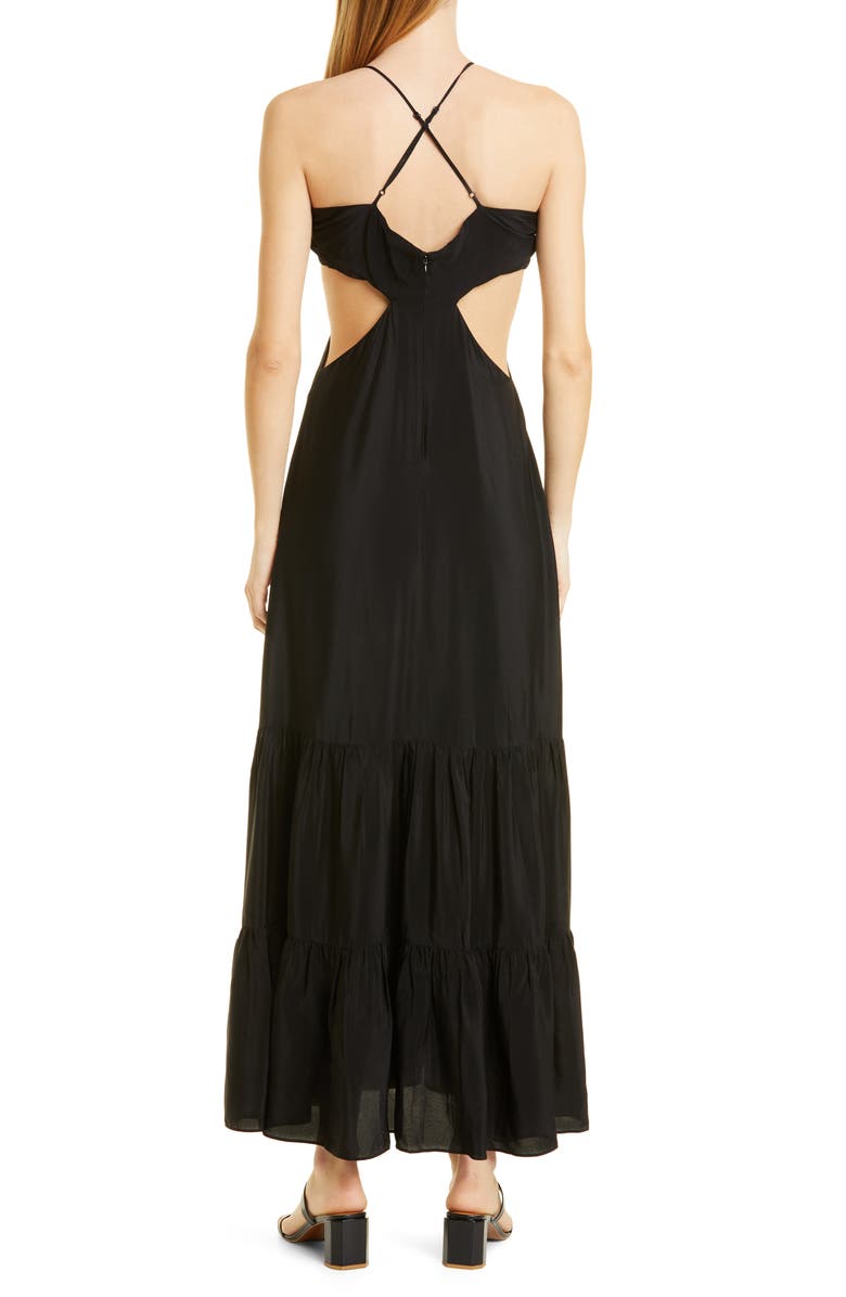 Nicole Miller Asymmetric Neck Silk Blend Slipdress, Alternate, color, 