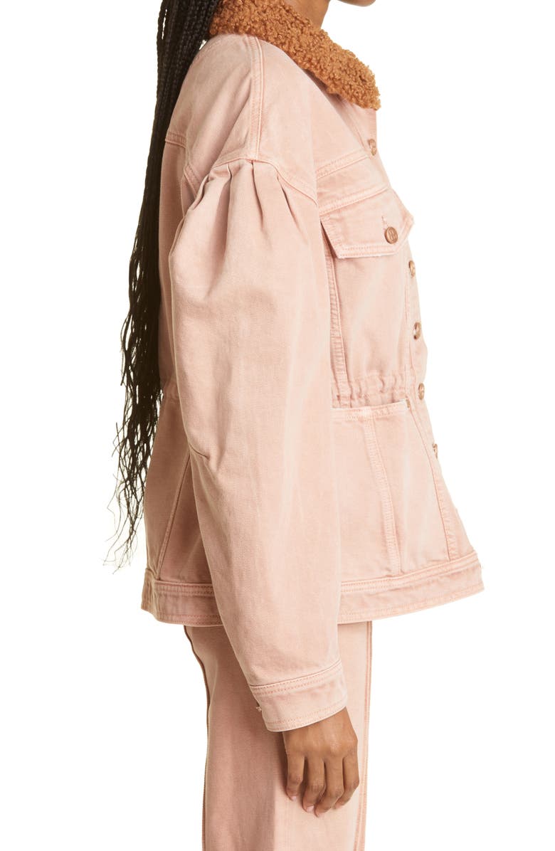 Ulla Johnson Odette Blouson Sleeve Denim Jacket with Faux Fur Collar, Alternate, color, 