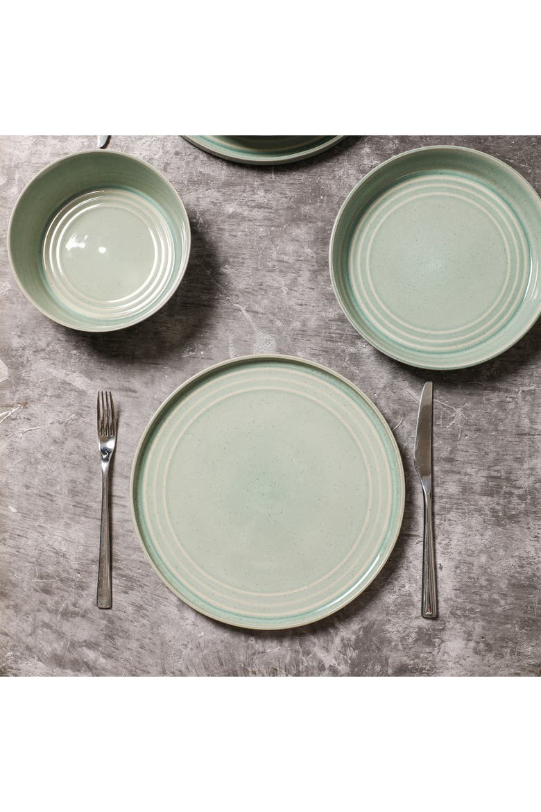 Claire Stoneware 24-Piece Dinnerware Set, Alternate, color, Green