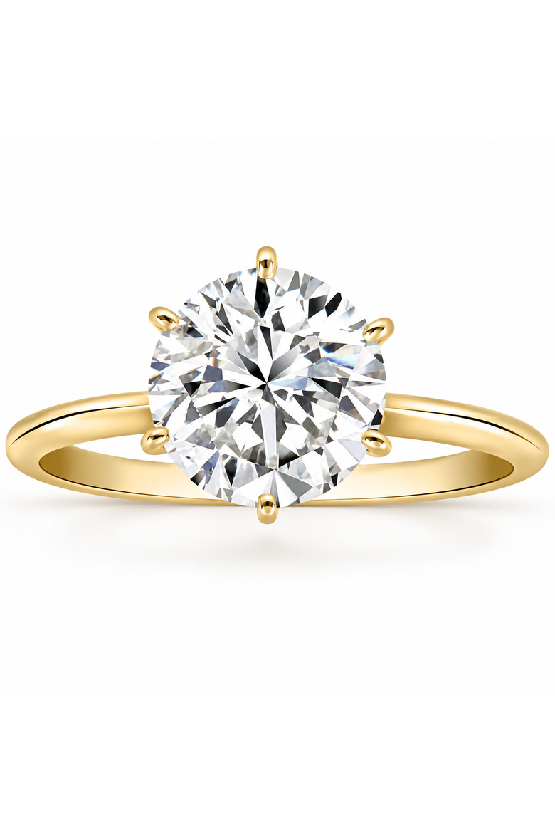 Certified 2 1/2CT Lab Grown Diamond Solitaire Thin Engagement Ring Gold, Main, color, 14k Yellow Gold