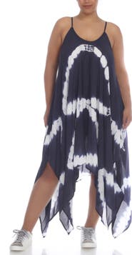 BOHO ME Tie Dye Print Handkerchief Hem Maxi Dress