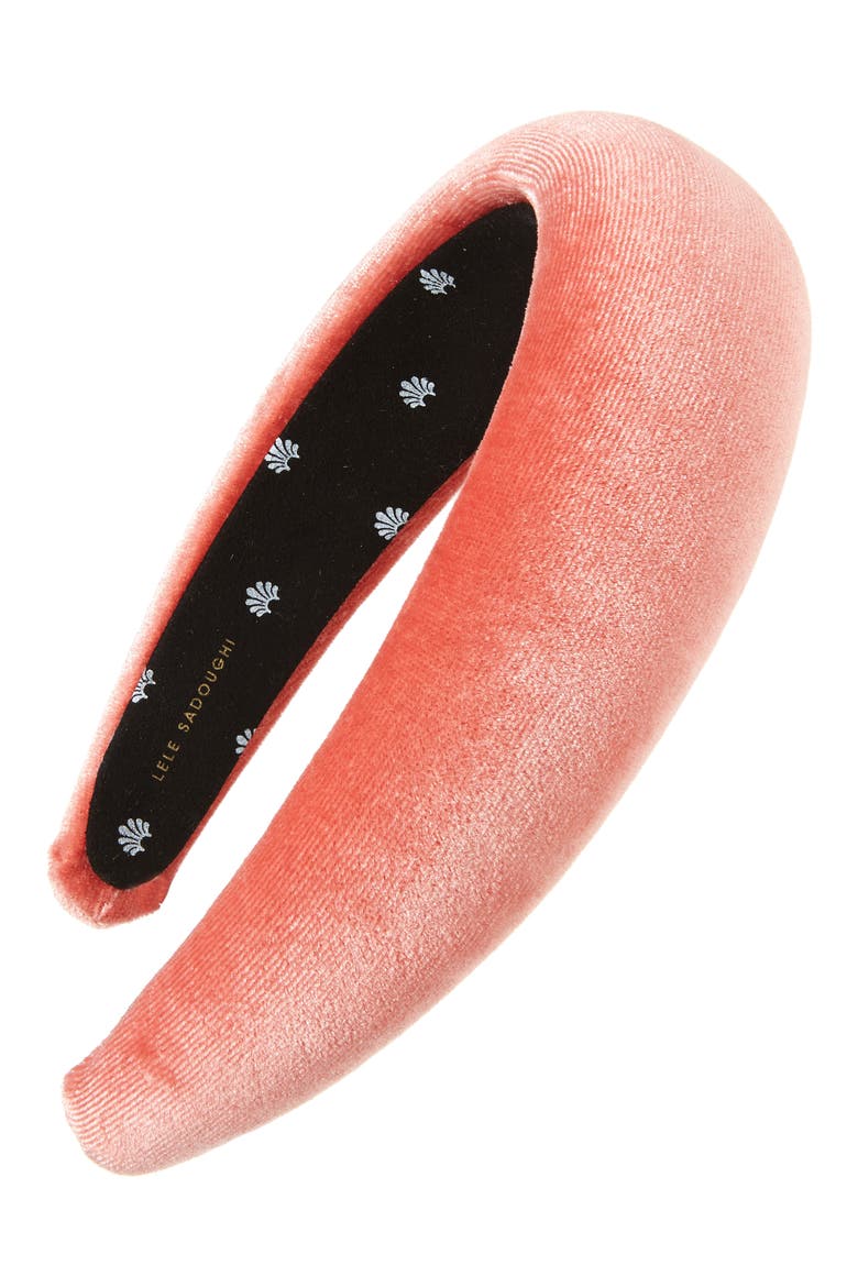 Velvet Padded Headband, Main, color, ROUGE PINK