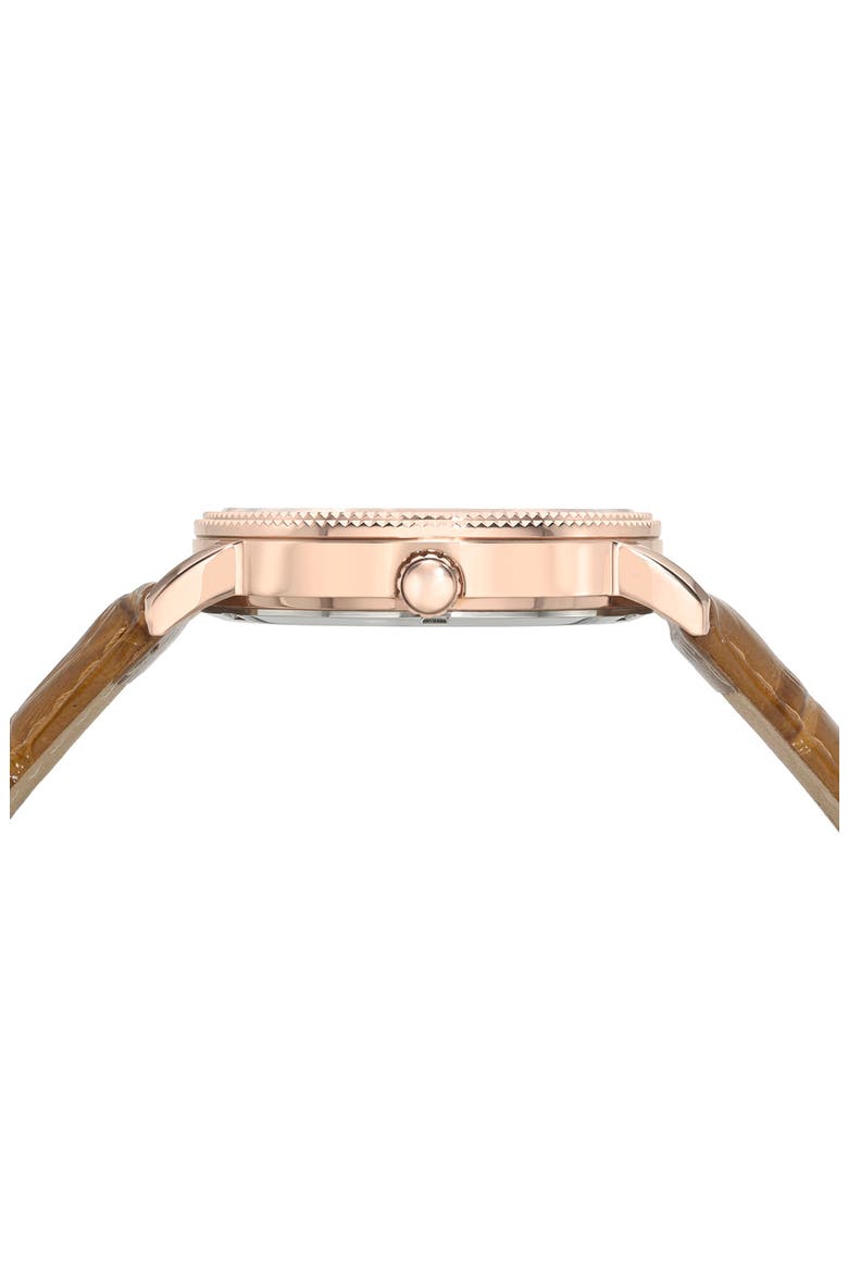 Veritas 1 Croc Embossed Leather Strap Watch, 40mm, Alternate, color, ROSE