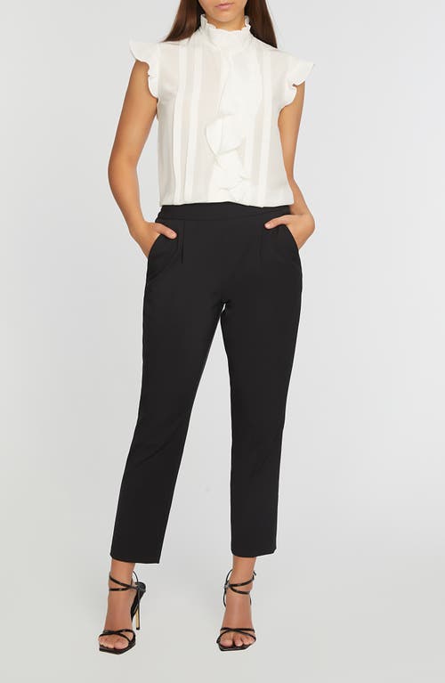 Elie Tahari The Willow Pleated Straight-leg Ankle Pants In Noir