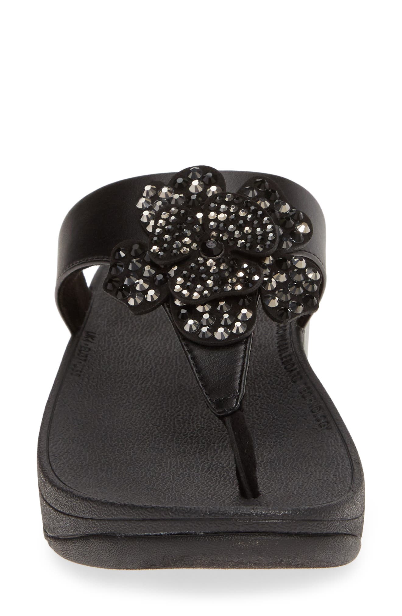 FitFlop Lottie Crystal Flower Wedge Flip Flop, Alternate, color, 