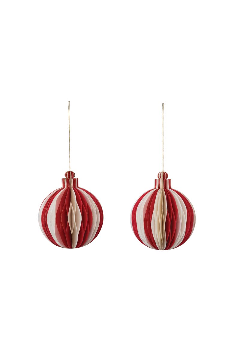 Glittering Honeycomb Paper Ornament, Red and Cream, Main, color, Red