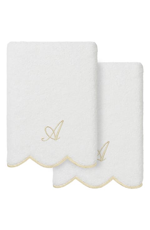 Scallop Personalized Monogram 2-Piece Hand Towel Set