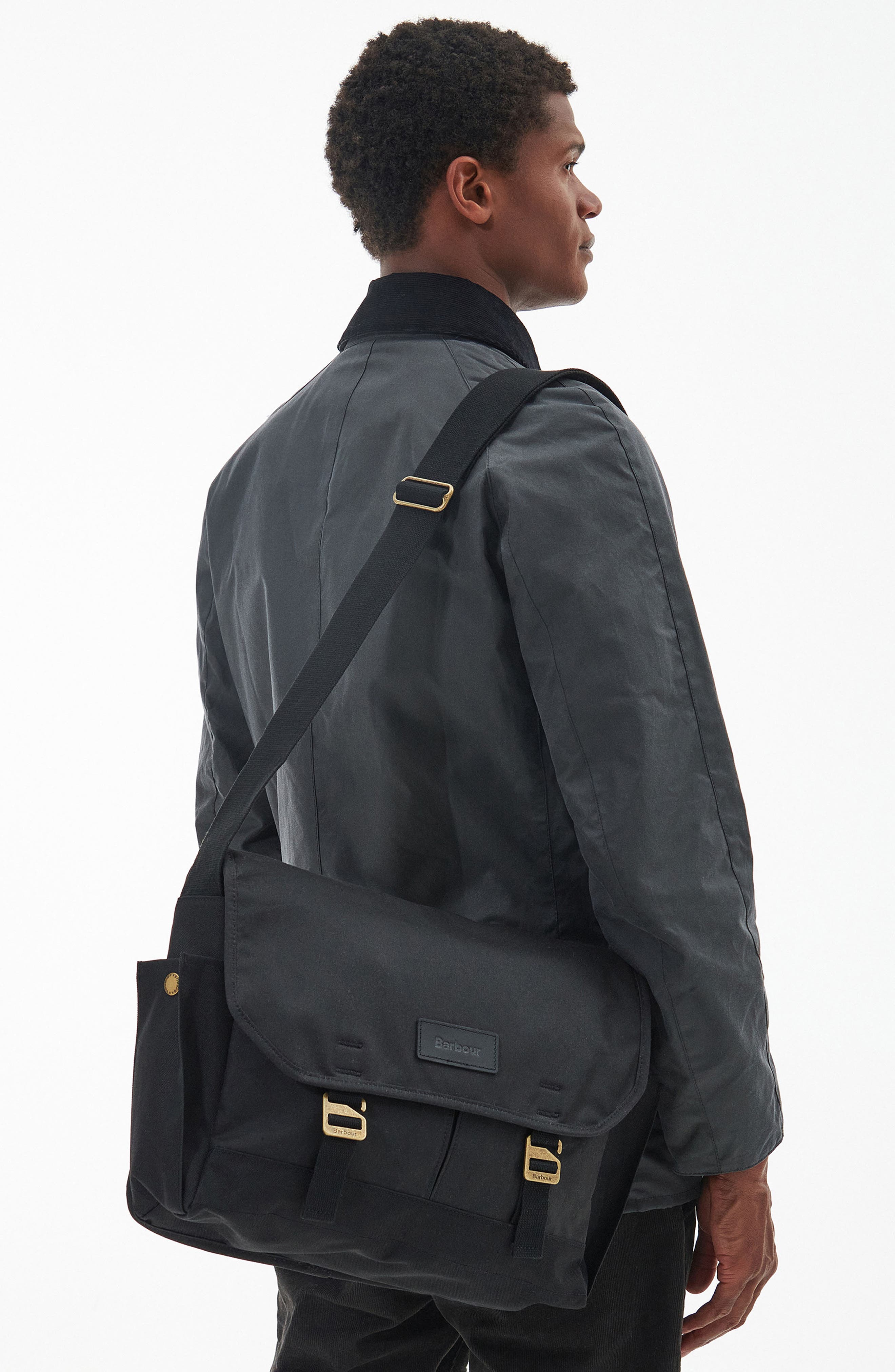 Barbour Essential Waxed Cotton Messenger Bag, Alternate, color, 
