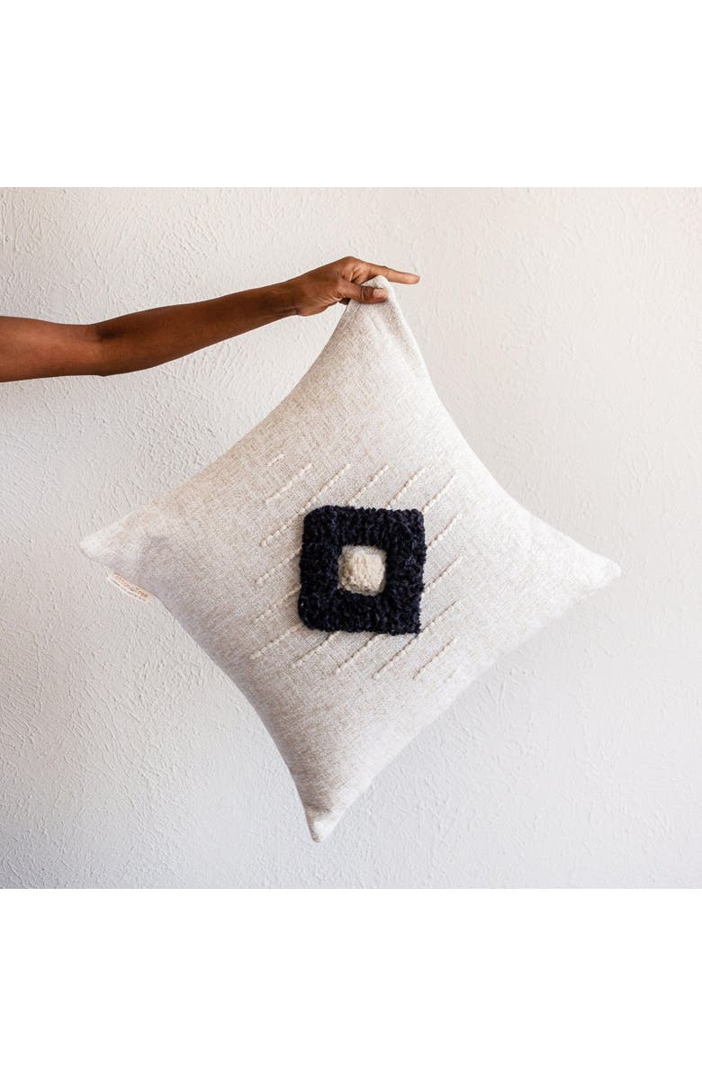 kanju Interiors Khanya Throw Pillow in Grey and White - with Insert, Alternate, color, Charcoal