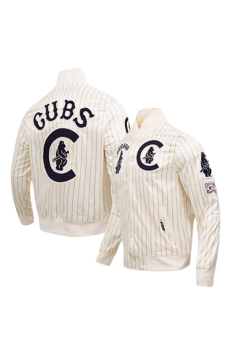 PRO STANDARD Men's Pro Standard Cream Chicago Cubs Pinstripe Retro Classic Satin Full-Snap Jacket, Main, color, Cream