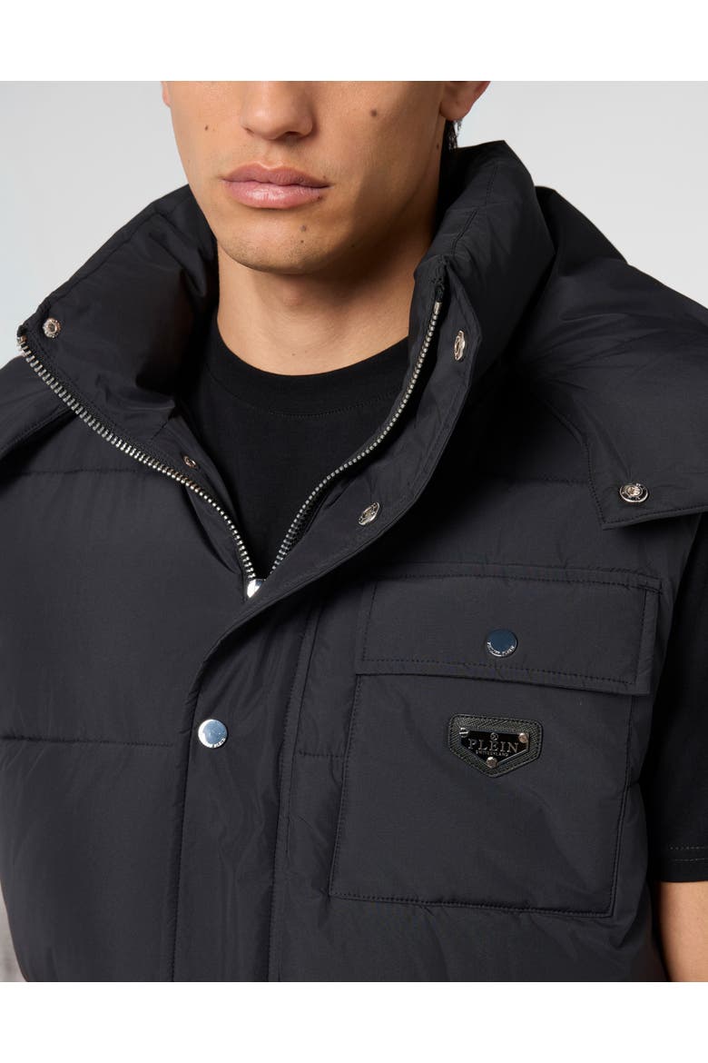 Nylon Puffer Vest Gothic Plein Men, Alternate, color, black