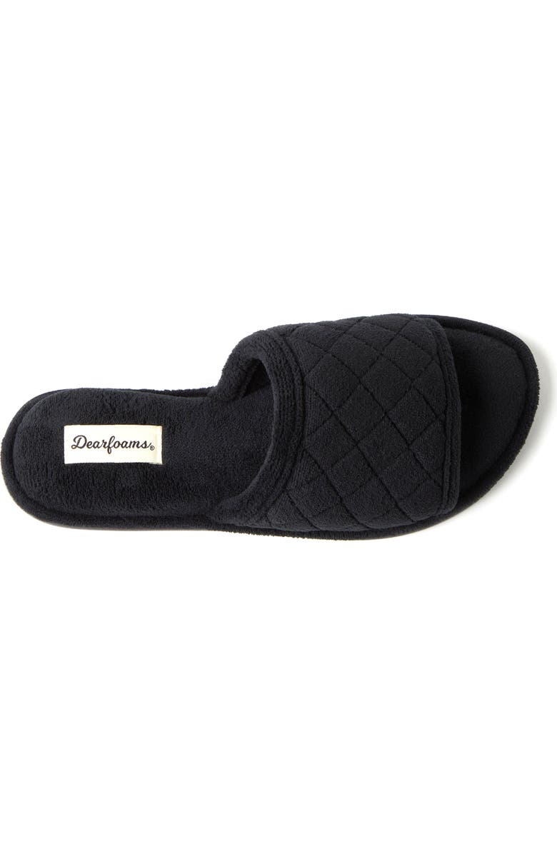 DEARFOAMS Beatrice Quilted Microfiber Terry Shower Slide Slipper, Alternate, color, Black