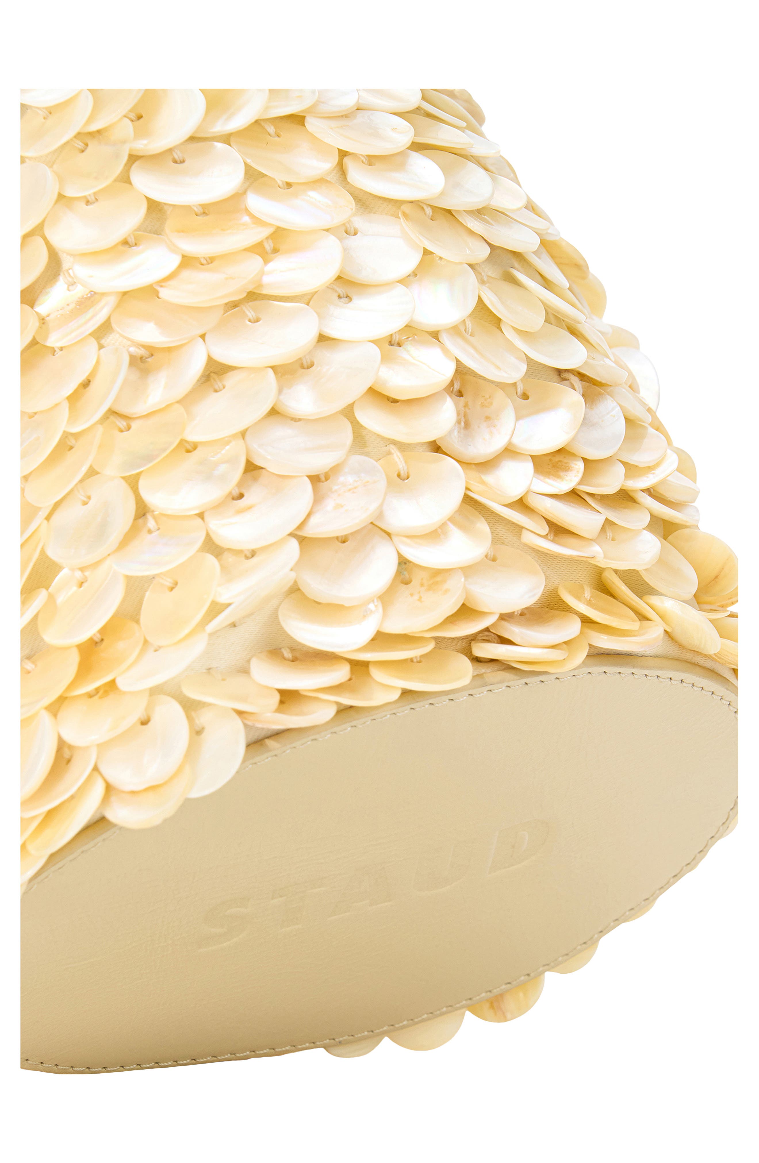 STAUD Mini Lila Pearl Paillette Bucket Bag, Alternate, color, Cream