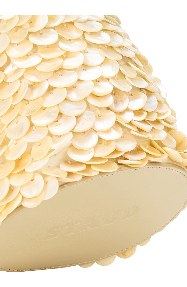 STAUD Mini Lila Pearl Paillette Bucket Bag, Alternate, color, Cream