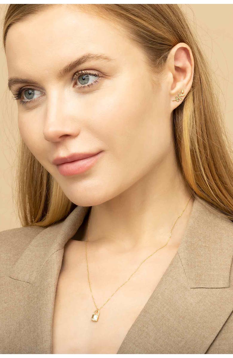 Oradina 14K Yellow Gold Peace and Love Studs, Alternate, color, Yellow Gold