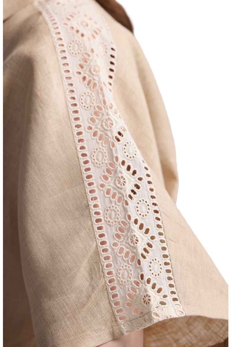 Boxy Shirt with Lace Set, Alternate, color, Neutral Beige