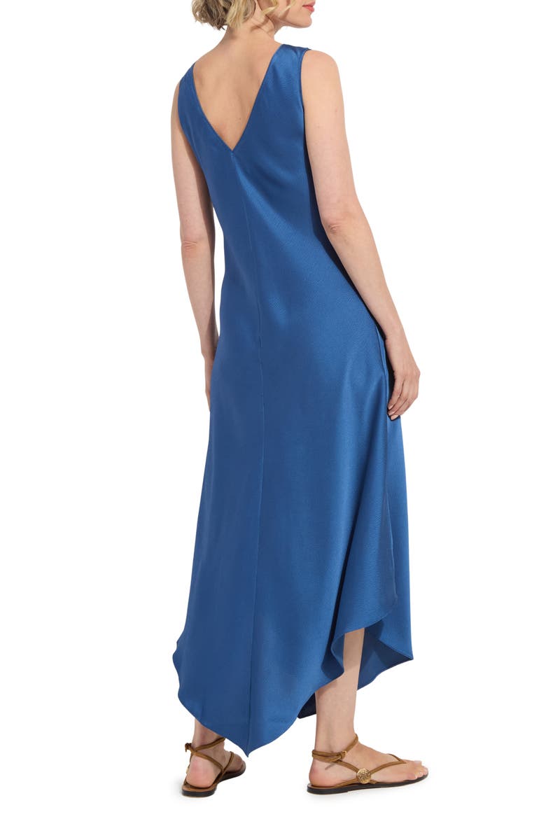 Sakura Satin Handkerchief Maxi Dress, Alternate, color, PALERMO BLUE