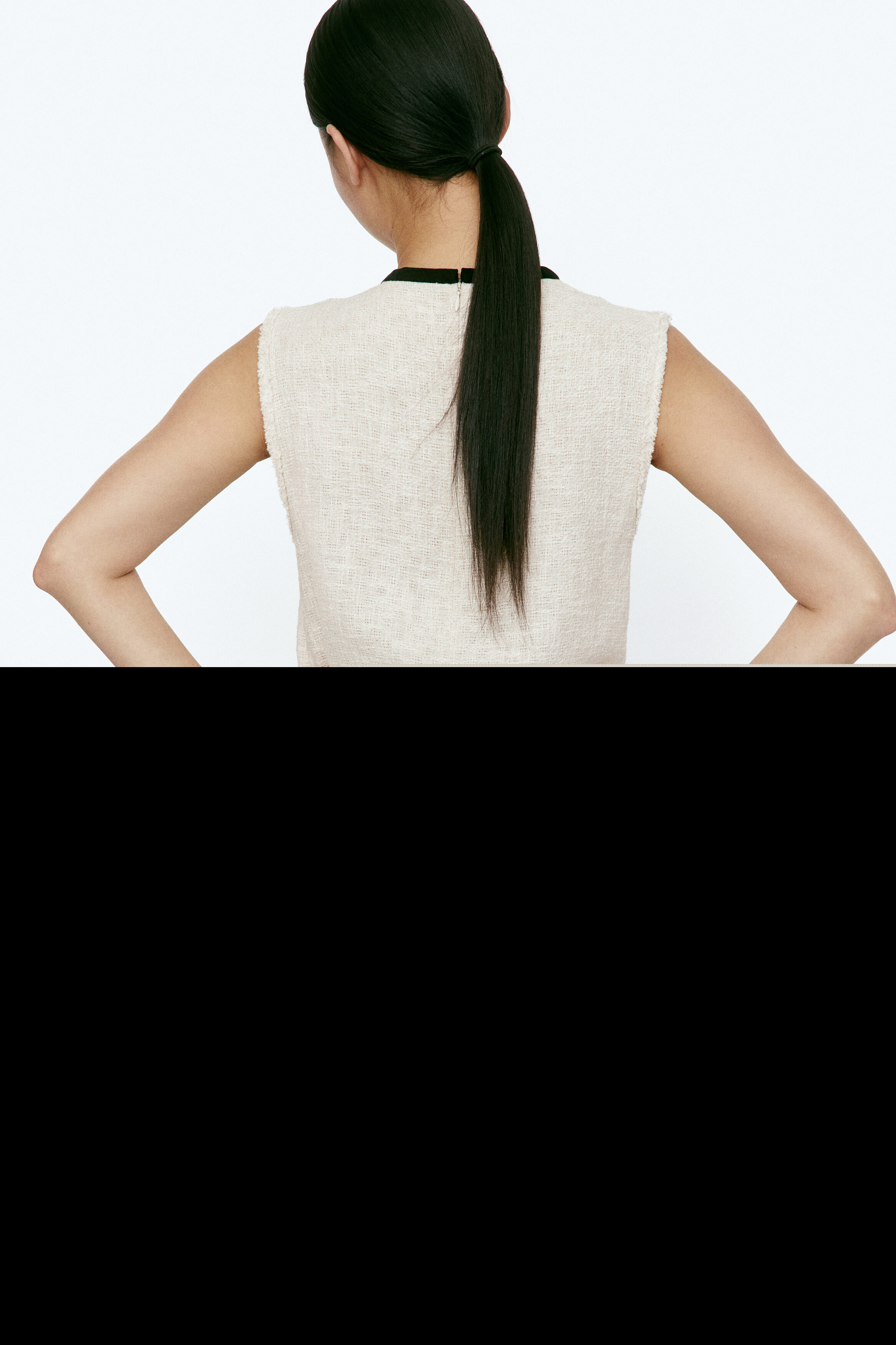 H&M Linen-blend shift dress, Alternate, color, Light Beige/Black