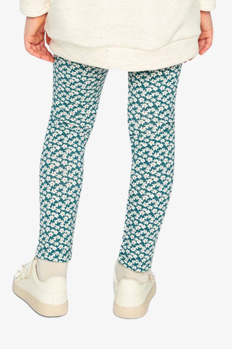 Organic Cotton Ditsy Flower Elastic Waist Leggings, Alternate, color, Green Floral Print