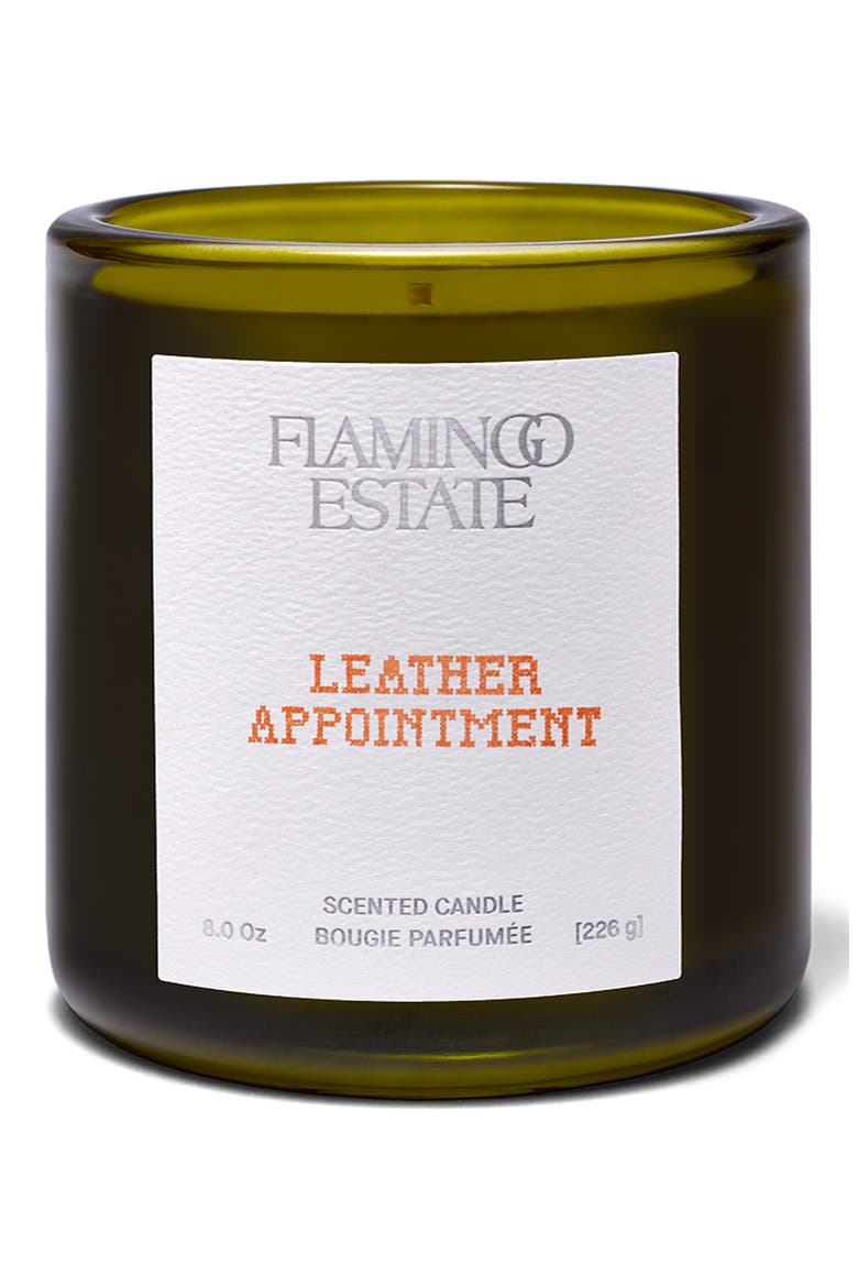 Leather Appointment Scented Candle, Main, color, GREEN