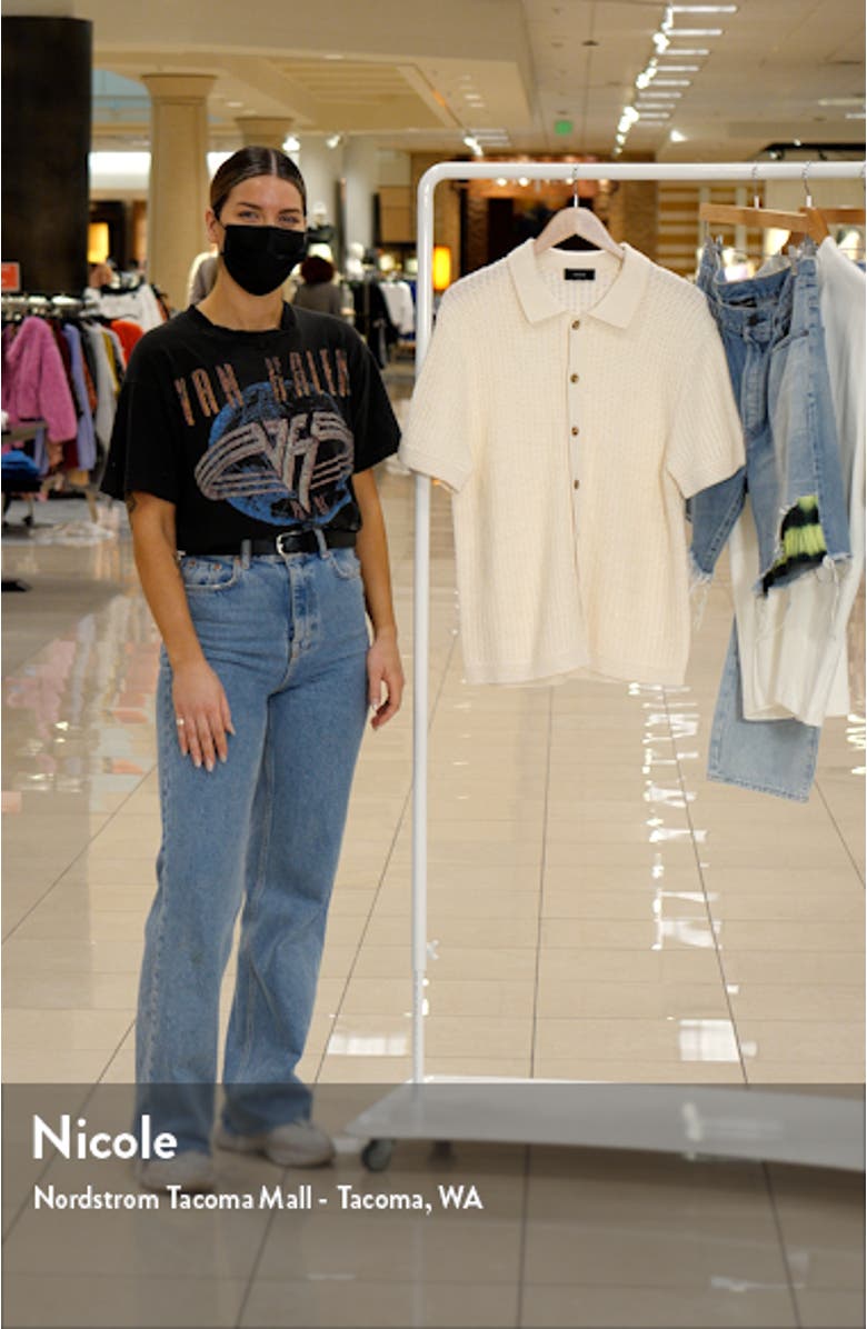 Crochet Cotton Short Sleeve Button-Up Shirt, sales video thumbnail