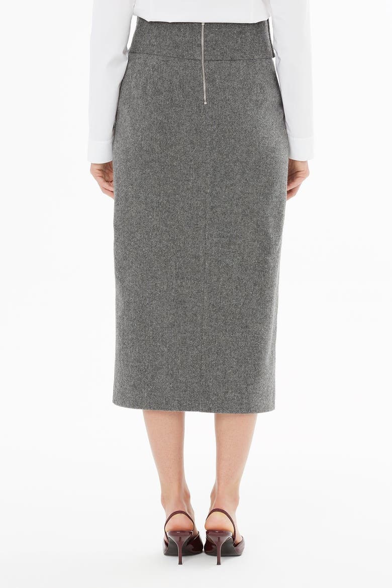 Wool-Blend Pencil Midi Skirt with Slit & Belt, Alternate, color, Grey