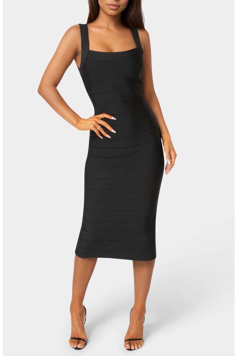 Bandage Midi Dress, Main, color, BLACK