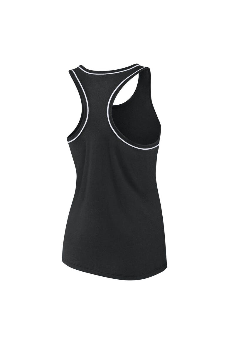 Women's Fanatics Branded Black Milwaukee Bucks Wordmark Logo Racerback Tank Top, Alternate, color, Black