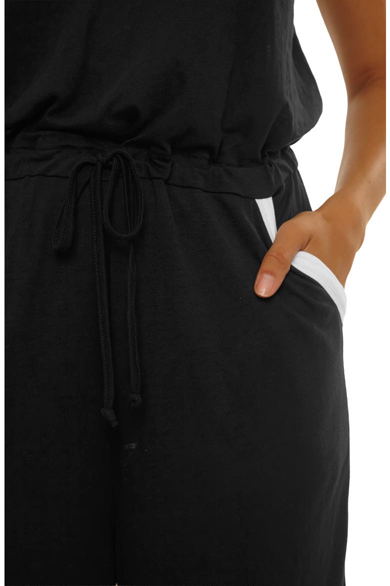 Beach Date Cotton Slub Cover-Up Jumpsuit, Alternate, color, BLACK