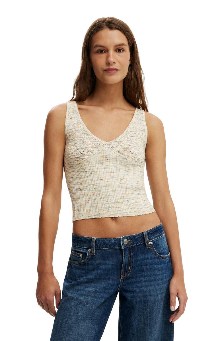 Cotton On Women's Pointelle Knit Tank, Main, color, Neutral Twist