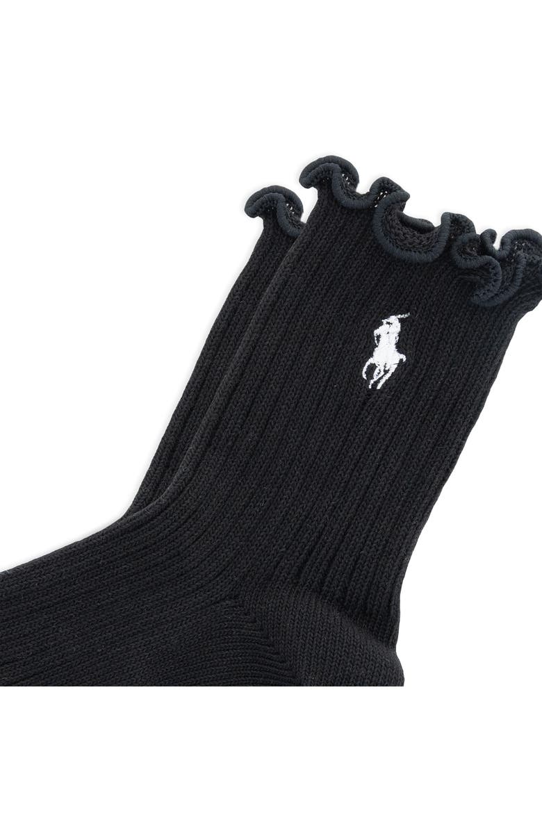 Polo Ralph Lauren Lettuce Edge Ankle Socks, Alternate, color, Black