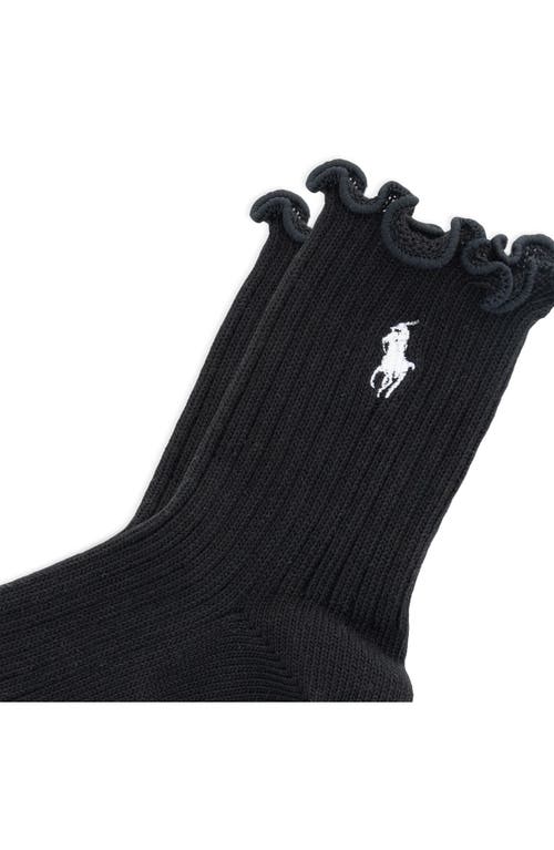 Polo Ralph Lauren Lettuce Edge Ankle Socks In Black