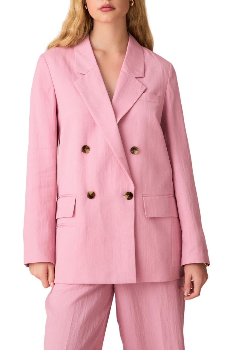 Tailored Double Breasted Blazer, Main, color, PINK