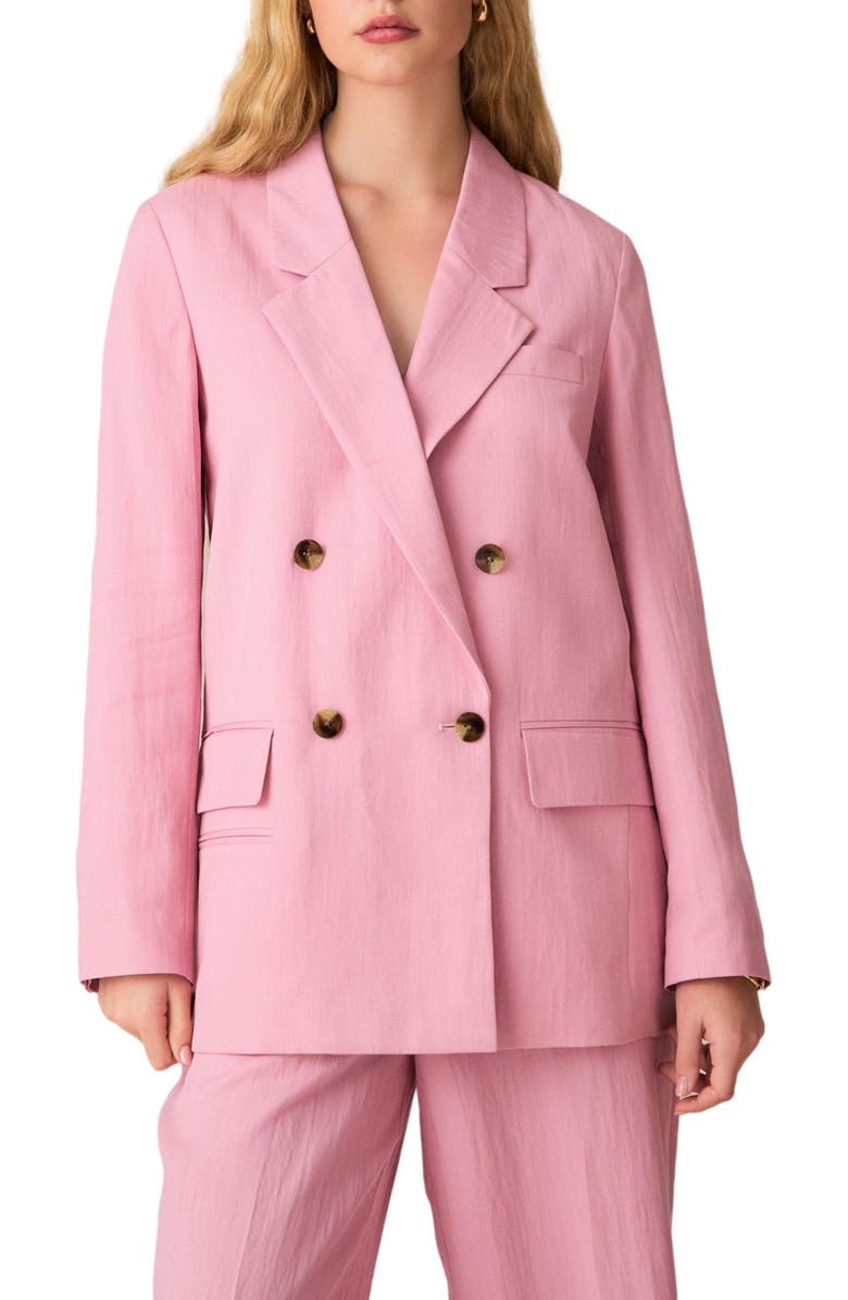 NEXT Tailored Double Breasted Blazer, Main, color, Pink