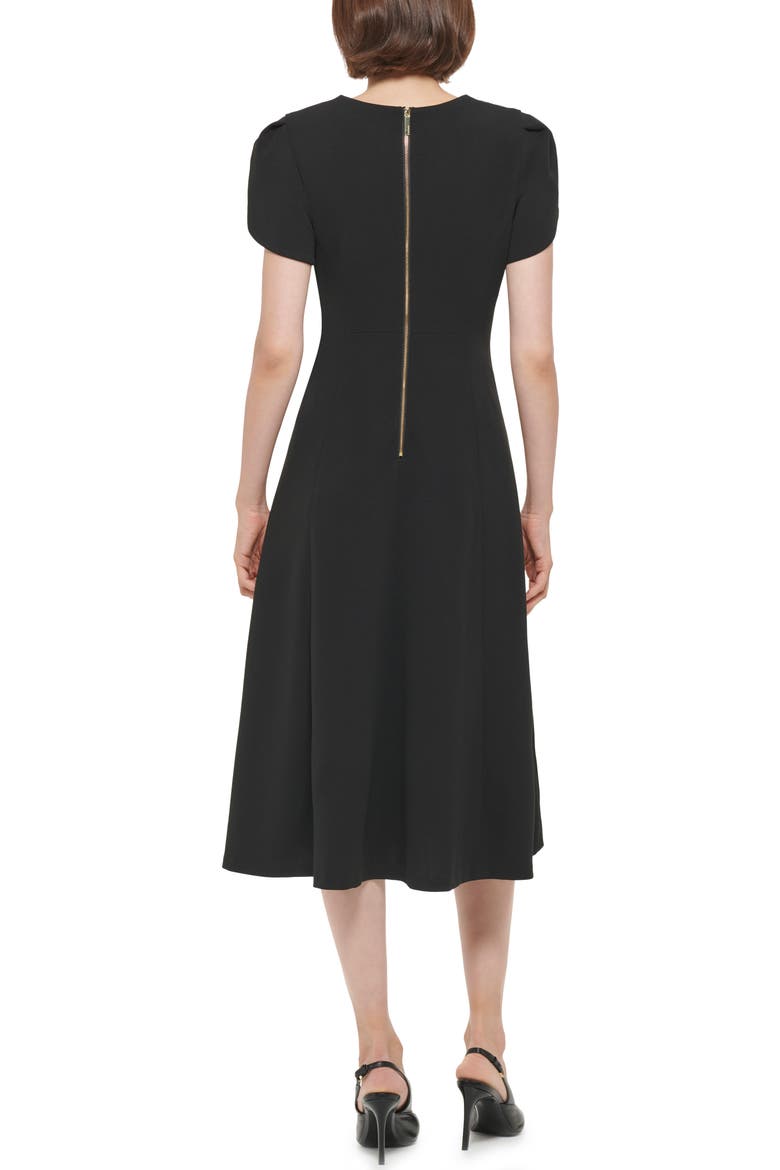 Tulip Sleeve A-Line Midi Dress, Alternate, color, BLACK