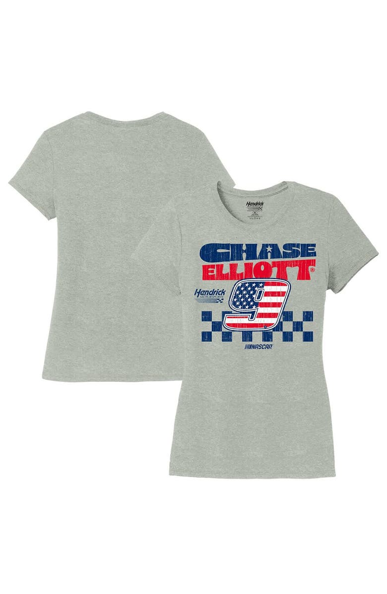 HENDRICK MOTORSPORTS TEAM COLLECTION Women's Hendrick Motorsports Team Collection Heather Gray Chase Elliott Name & Number Scoop Neck T-Shirt, Main, color, Heather Gray