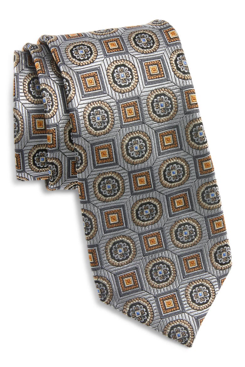 Silk Tie, Main, color, SILVER