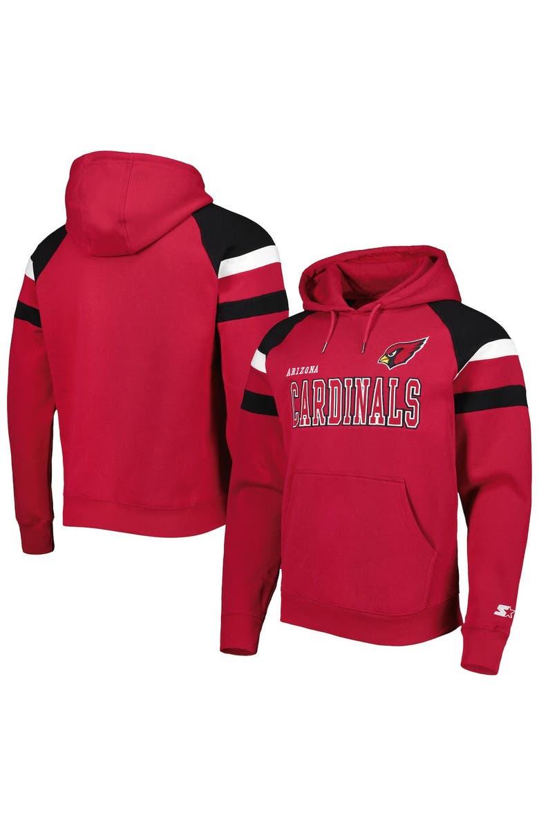 STARTER Men's Starter Cardinal Arizona Cardinals Draft Fleece Raglan Pullover Hoodie, Main, color, Cardinal