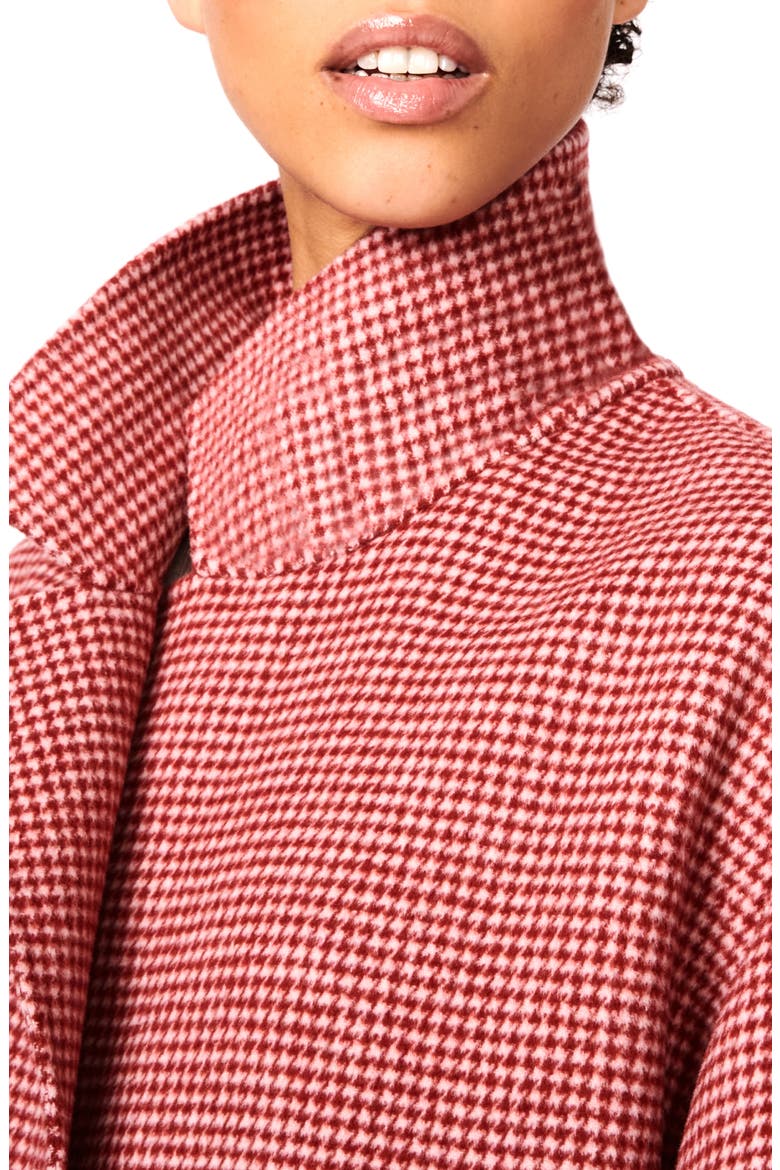 Houndstooth Check Wool Blend Coat, Alternate, color, RED WHITE