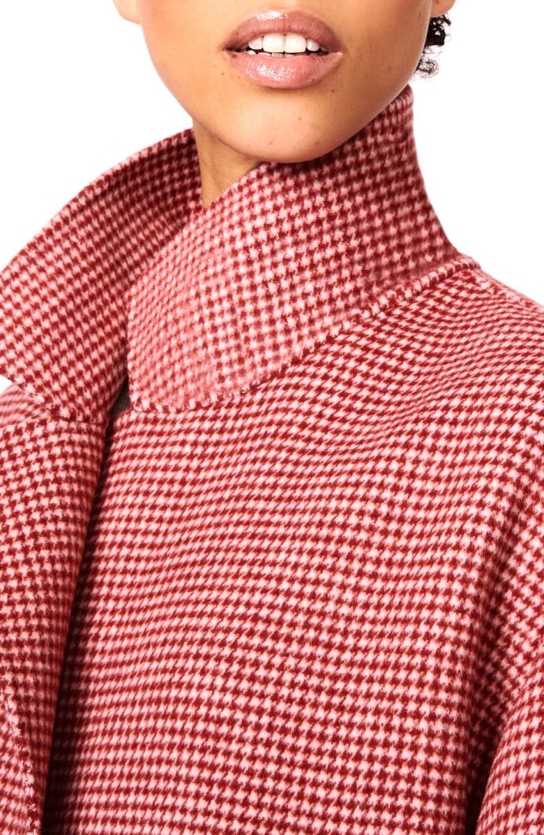 Bernardo Houndstooth Check Wool Blend Coat, Alternate, color,